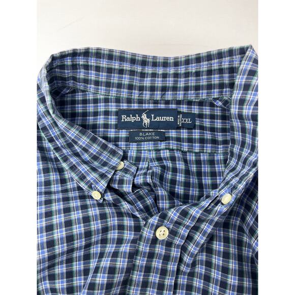 Ralph Lauren Men's Short Sleeve Blue Plaid Blake 100% Cotton Pre-Owned - Picture 5 of 8